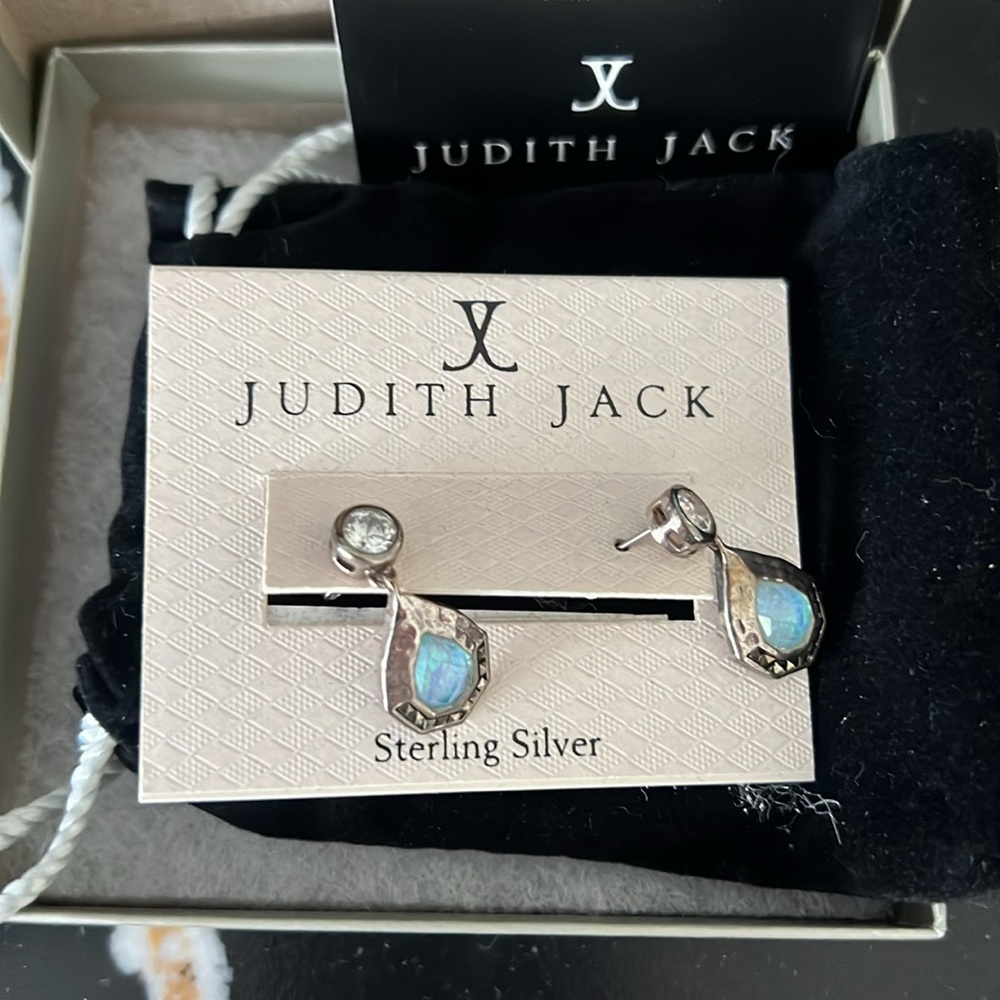 NWT Judith Jack Earrings Sterling Silver Swarovski Marcasite